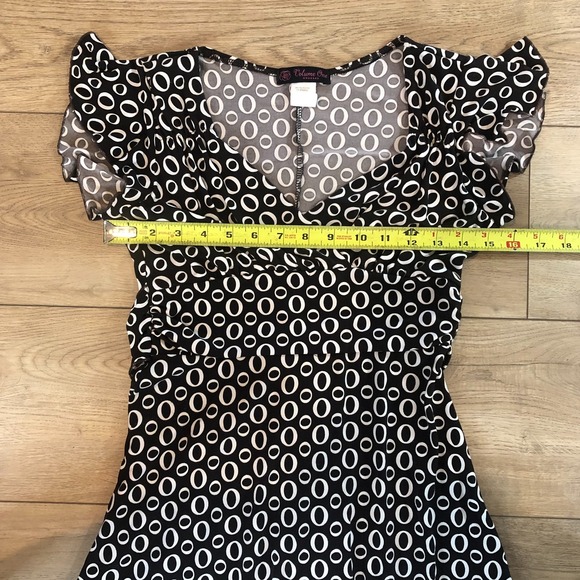 Vtg Womens Y2K Empire Waist Dress Size S Geometric Fairy Asymmetrical Party Glam - Picture 5 of 7